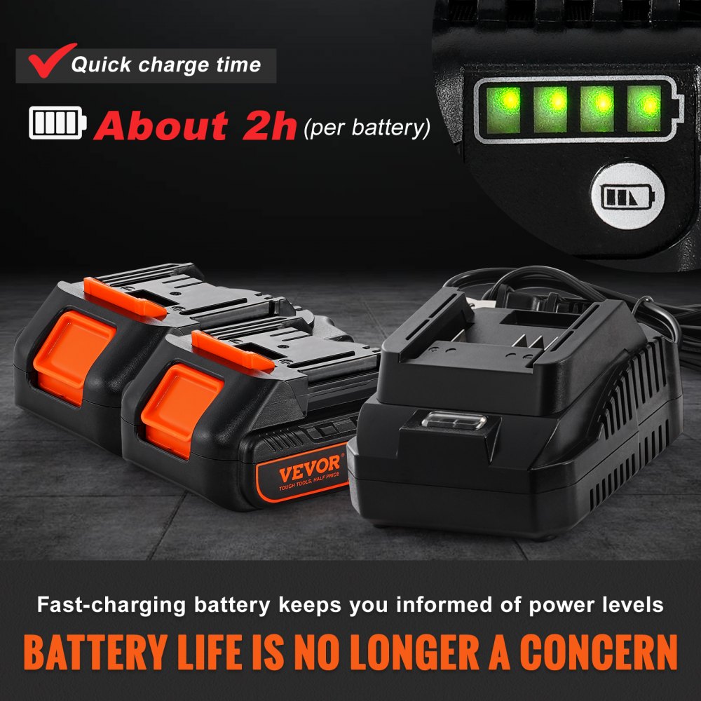 VEVOR Cordless Grease Gun, 82.74Mpa, 990 mm Long Hose, Electric Grease Gun Kit Professional High Pressure Battery Powered Grease Gun with Carrying Case, Battery and Charger Included, Black