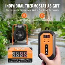 VEVOR Greenhouse Heater with Thermostat, 1500W Fast Heating with Overheat Protection, 2-Speed Setting Small Grow Tent Heater, Electric Portable Heater Fan for Green House, Flower Room, Workplace