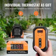 VEVOR Greenhouse Heater with Thermostat, 1500W PTC Fast Heating with Overheat Protection, 3-Speed Setting Small Grow Tent Heater, Electric Portable Heater Fan for Green House, Flower Room, Workplace