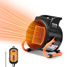 VEVOR Greenhouse Heater with Thermostat, 1500W PTC Fast Heating with Overheat Protection, 3-Speed Setting Small Grow Tent Heater, Electric Portable Heater Fan for Green House, Flower Room, Workplace