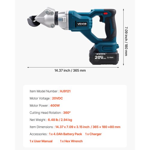 Aku-lehtmetallilõikur 20 V, teras 1,2 mm, akuga — pilt 7