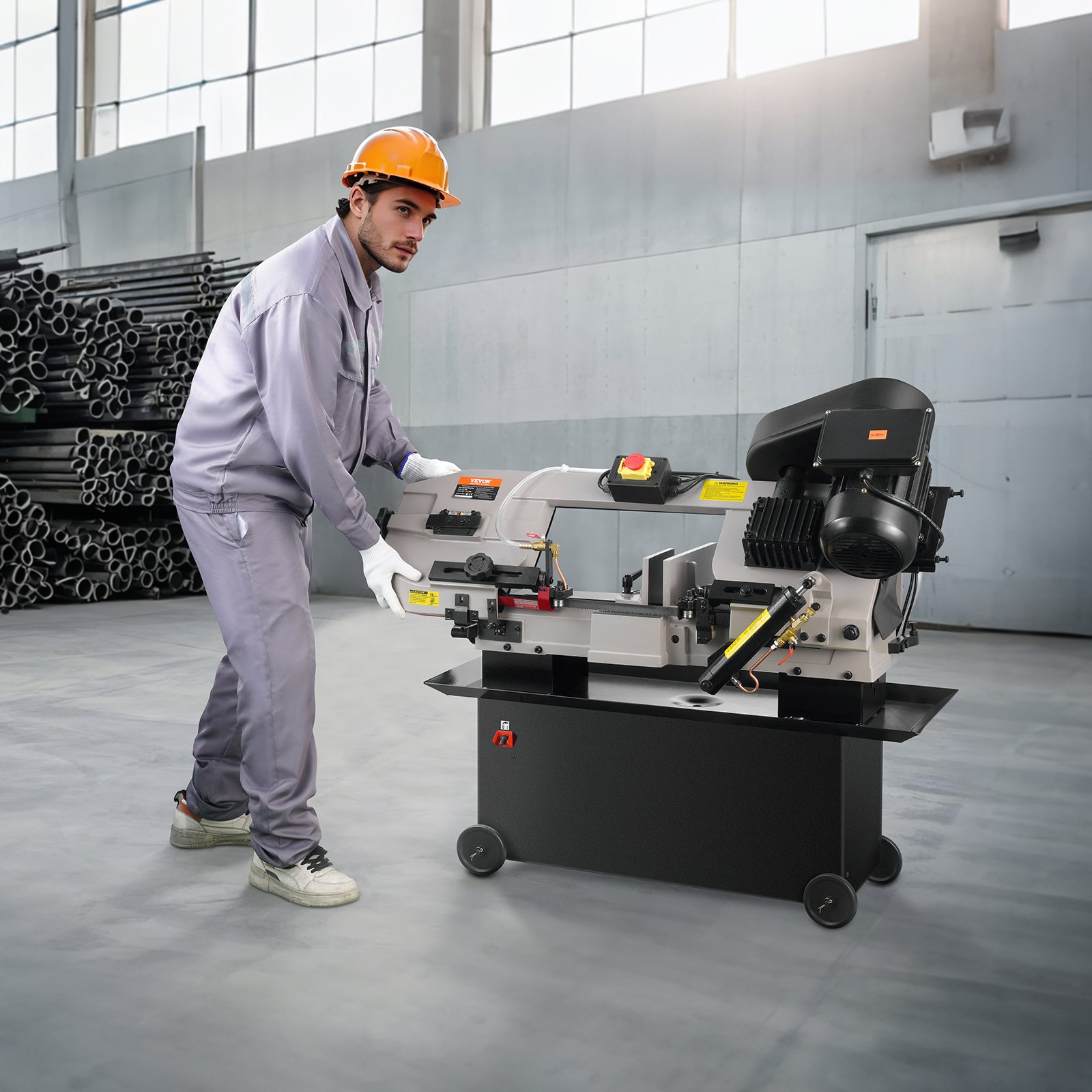 VEVOR Metal Horizontal Band Saw, 178 x 305 mm(7 x 12 in) Rectangular Cutting Capacity, 220V Metal Vertical Cutting Bandsaw with 1.1 kW Motor, 0-45° Angle Adjustment, Variable Speed, for Metal, Wood, and Plastic