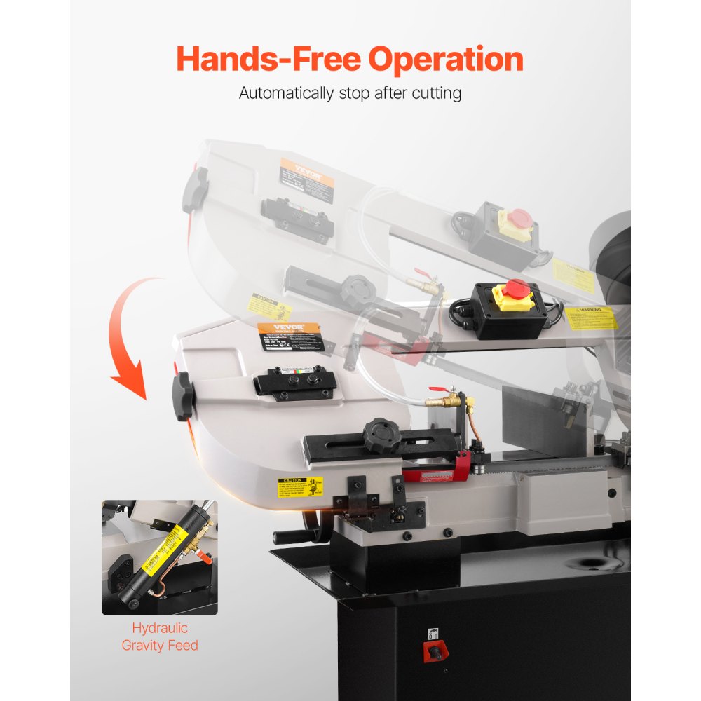 VEVOR Metal Horizontal Band Saw, 7 x 12 in Rectangular Cutting Capacity, 110/220V Metal Vertical Cutting Bandsaw with 1.1 kW Motor, 0-45° Angle Adjustment, Variable Speed, for Metal, Wood, and Plastic