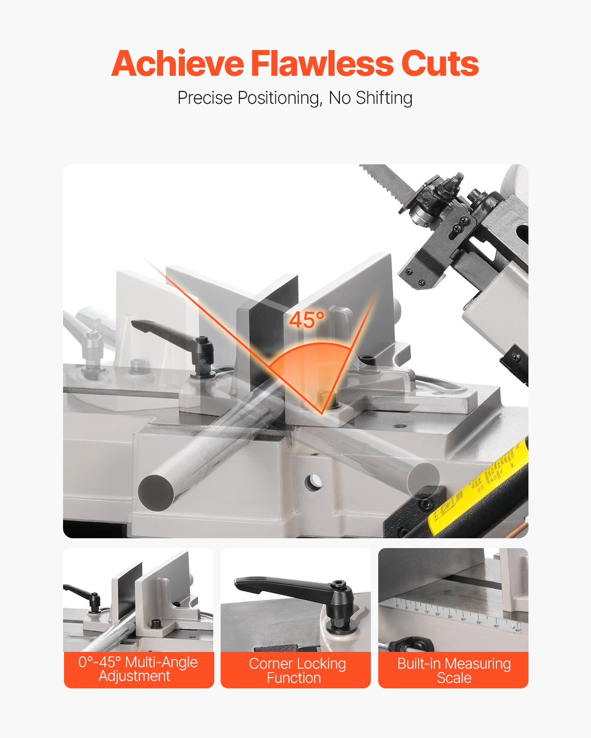 VEVOR Metal Horizontal Band Saw, 7 x 12 in Rectangular Cutting Capacity, 110/220V Metal Vertical Cutting Bandsaw with 1.1 kW Motor, 0-45° Angle Adjustment, Variable Speed, for Metal, Wood, and Plastic