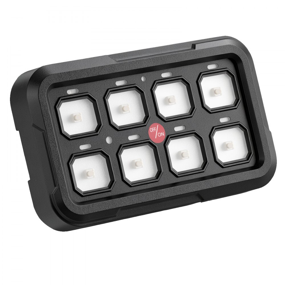 VEVOR 8 Gang Switch Panel RGB Circuit Control Box APP Control Backlight, for 12-24V Car Truck Boat ATV UTV SUV, Toggle Momentary Strobe 3 Mode, 1440W 60A, Multifunctional Relay System, Waterproof