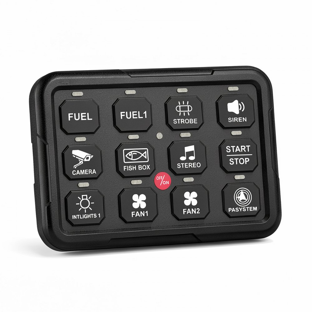VEVOR 12 Gang Switch Panel RGB Circuit Control Backlight Auto-Dimmable, for 12-24V Car Truck Boat ATV UTV SUV, Toggle Momentary Strobe 3 Mode, 1920W 80A, Multifunctional Relay System, Waterproof