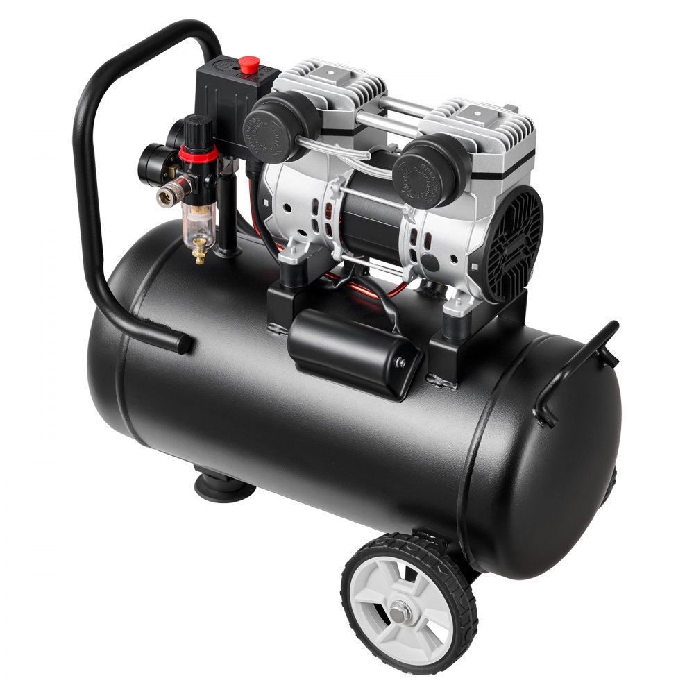 VEVOR 24L Air Compressor, 1.1KW Oil-Free Air Compressor Tank, 68 L/min at 6.2 Bar, Max 8 Bar Pressure, Portable on Wheels for Auto Repair, Tire Inflation, Spray Painting, Woodworking Nailing