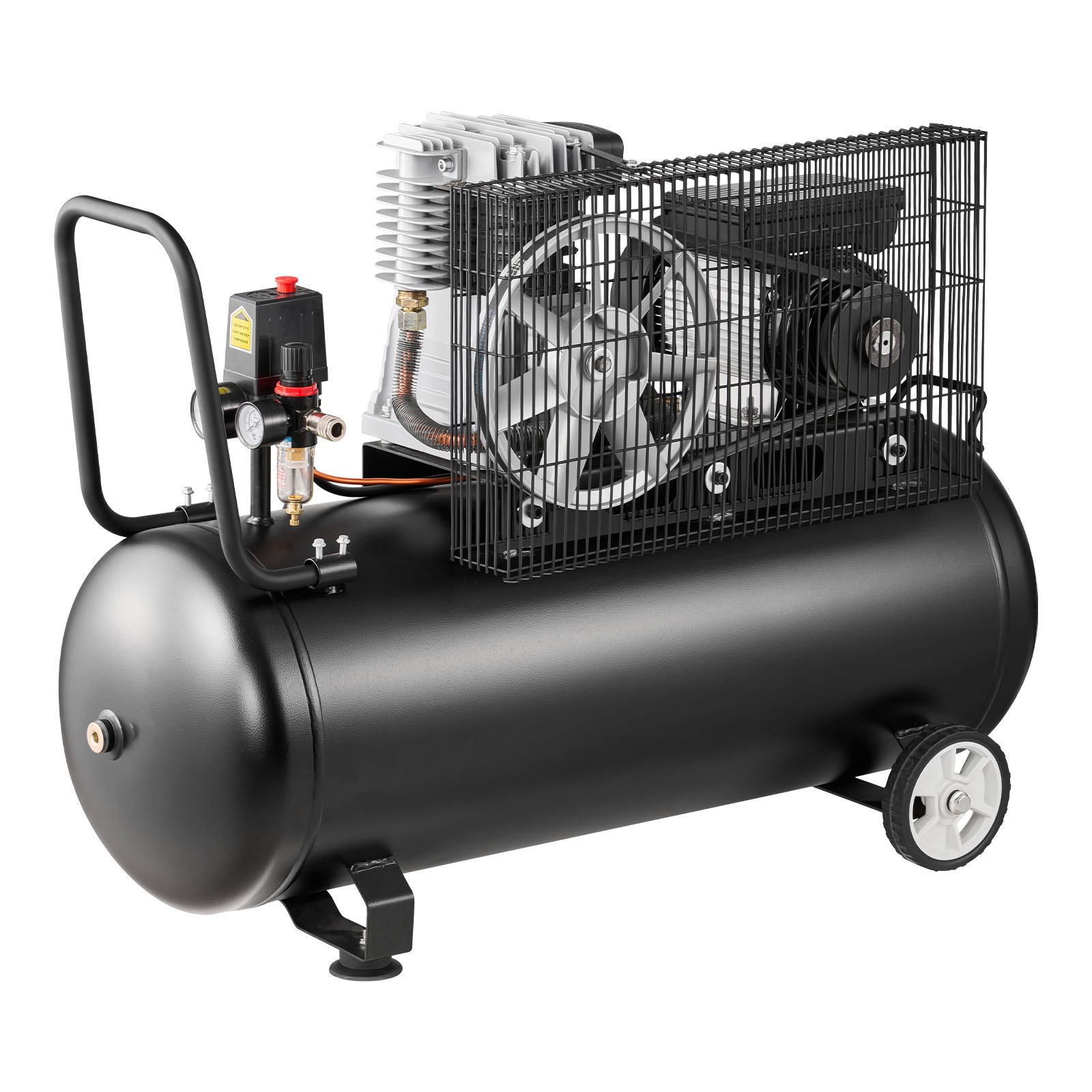 VEVOR 100L Air Compressor, 3KW Belt-Driven Air Compressor Tank, 226 L/min at 6.2 Bar, Max 10 Bar Pressure, Portable on Wheels for Auto Repair, Tire Inflation, Spray Painting, Woodworking Nailing