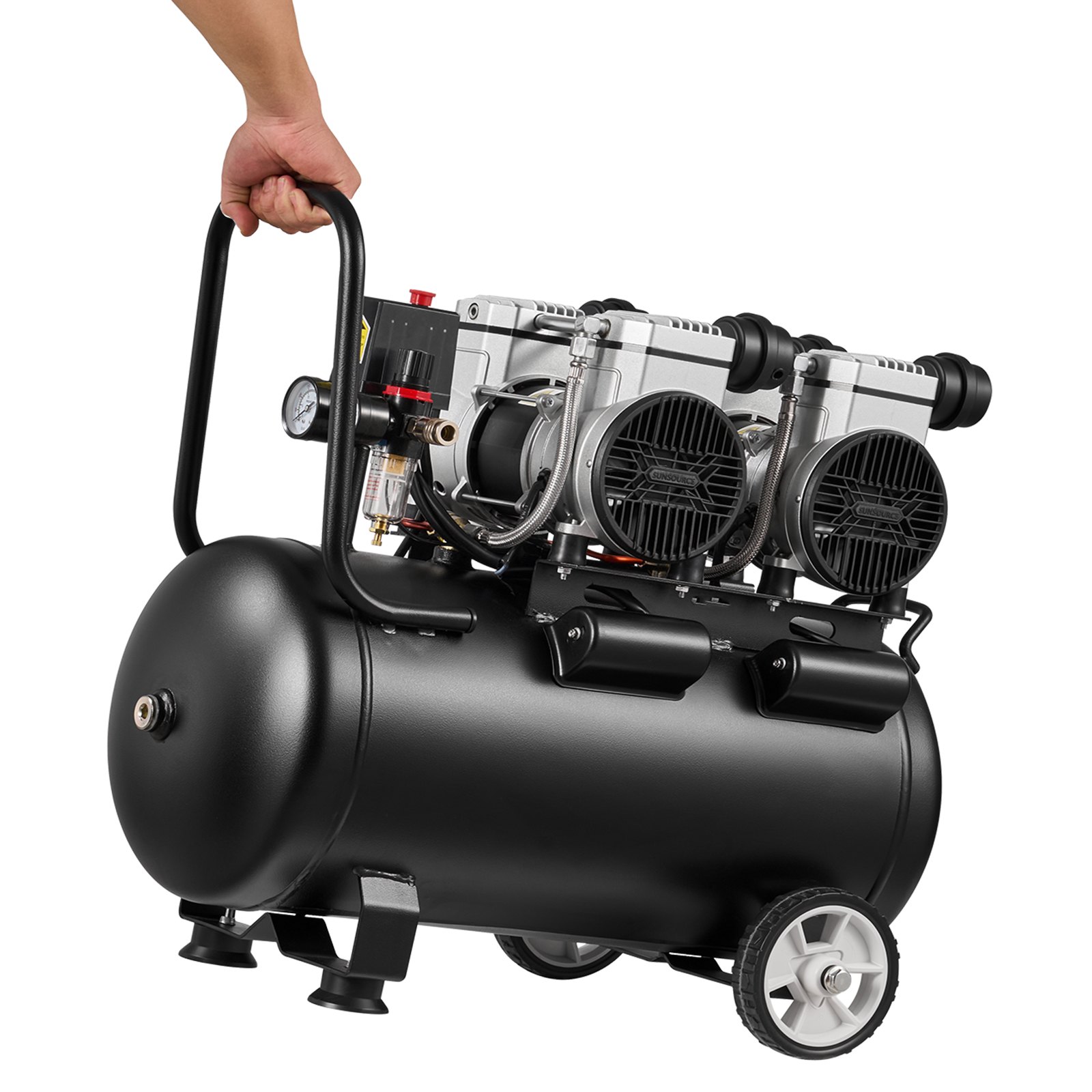 VEVOR 50L Air Compressor, 3KW Oil-Free Air Compressor Tank, 255 L/min at 6.2 Bar, Max 8 Bar Pressure, Portable on Wheels for Auto Repair, Tire Inflation, Spray Painting, Woodworking Nailing