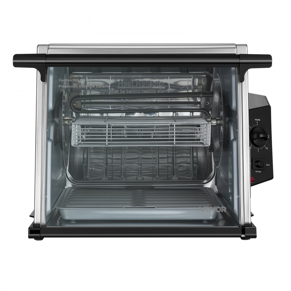 VEVOR Rotisserie Oven Large Capacity 12L Shawarma Grill Machine 1250W, for Chicken, Beef Ribs, Lamb Leg, Grilled Vegetables, Countertop Grill Roaster with Heat-Resistant Door and Timer Control