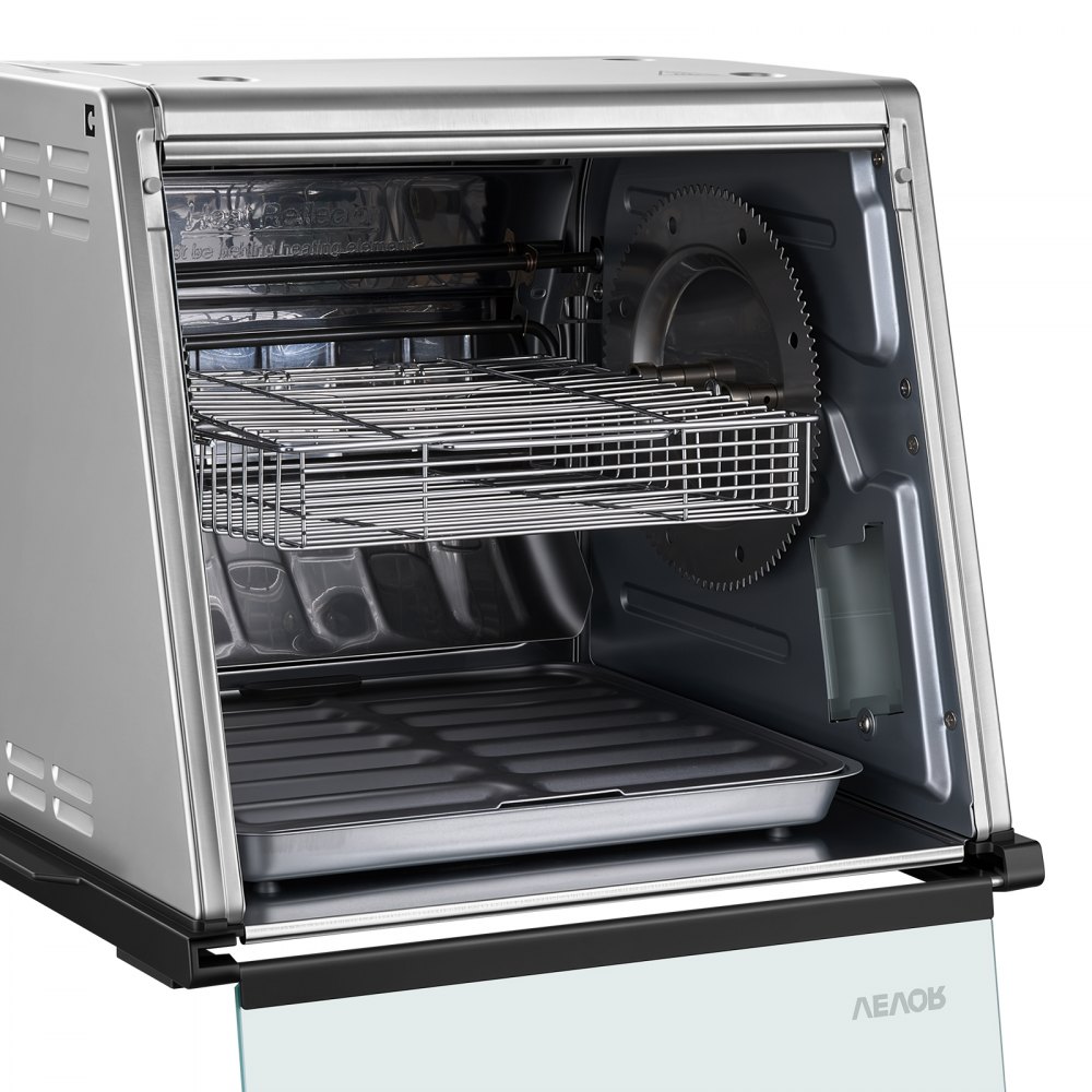 VEVOR Rotisserie Oven Large Capacity 12L Shawarma Grill Machine 1250W, for Chicken, Beef Ribs, Lamb Leg, Grilled Vegetables, Countertop Grill Roaster with Heat-Resistant Door and Timer Control