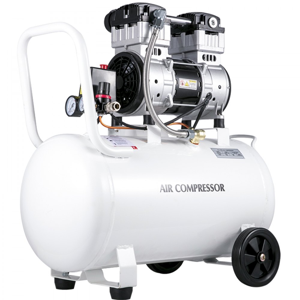 Compresor de aire portátil VEVOR de 1 HP, 15.8 galones, sin aceite, tanque de acero de 750 W, compresor de aire tipo panqueque de 115 PSI, ultra silencioso para reparaciones domésticas e inflado de neumáticos.