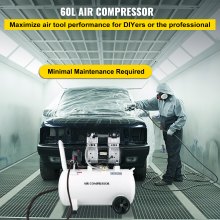 VEVOR Portable Air Compressor 1 HP, Air Compressor 15.8 Gallon, , Oil Free Air Compressor Steel Tank 750W, Pancake Air Compressor 115 PSI, Ultra Quiet Compressor for Home Repair, Tire Inflation