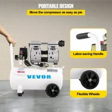 VEVOR Air Compressor 6.6 Gallon, Portable Air Compressor 1 HP, Oil Free Air Compressor Steel Tank 750W, Pancake Air Compressor 115 PSI, Ultra Quiet Compressor for Home Repair, Tire Inflation