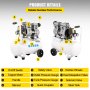 VEVOR-ilmakompressori 5,5 gallonaa, kannettava ilmakompressori 1 hv, öljytön ilmakompressori terässäiliö 750 W, pannukakkuilmakompressori 115 PSI, erittäin hiljainen kompressori kotikorjaukseen, renkaiden täyttö