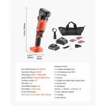 VEVOR Cordless Oscillating Tool 20V Oscillating Multi Tool 6 Speed 2.0Ah Battery