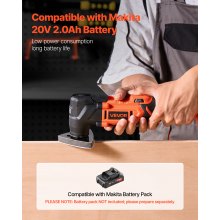 VEVOR Cordless Oscillating Tool 20V Multitool Oscillating Tool 6 Variable Speeds