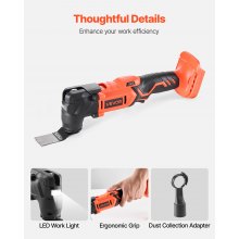 VEVOR Cordless Oscillating Tool 20V Multitool Oscillating Tool 6 Variable Speeds