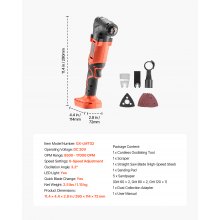 VEVOR Cordless Oscillating Tool 20V Multitool Oscillating Tool 6 Variable Speeds