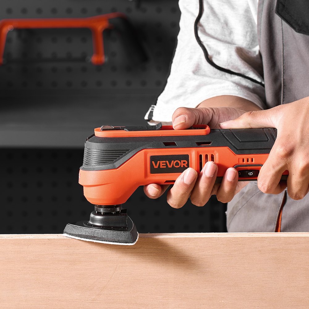 VEVOR Cordless Oscillating Tool, 12V Multitool Oscillating Saw Tool with 6 Variable Speeds 6000 - 17500 OPM, 3.2° Oscillation Angle, 2.0Ah Battery Pack & Charger, 8PCS Saw Accessories & LED Work Light