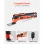 VEVOR Cordless Oscillating Tool, 12V Multitool Oscillating Saw Tool with 6 Variable Speeds 6000 - 17500 OPM, 3.2° Oscillation Angle, 2.0Ah Battery Pack & Charger, 8PCS Saw Accessories & LED Work Light