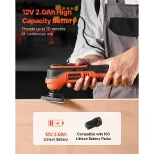 VEVOR Cordless Oscillating Tool 12V Oscillating Multi Tool 6 Speed 2.0Ah Battery