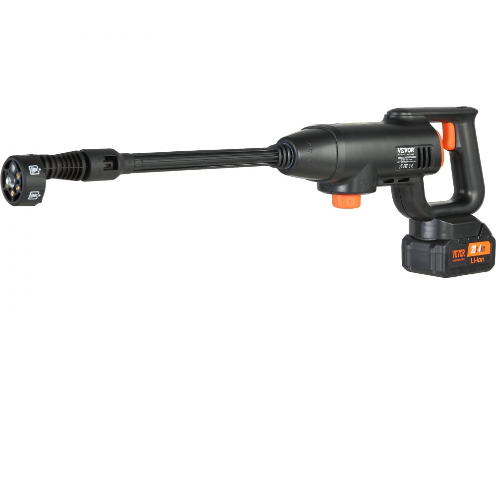 VEVOR Cordless Pressure Washer, 580-PSI 1.1 GPM Portable Power Cleaner, Handheld High-Pressure Car Washer Gun with 4.0Ah Battery, Charger, 6-in-1 Nozzle, for Home/Floor Cleaning & Watering