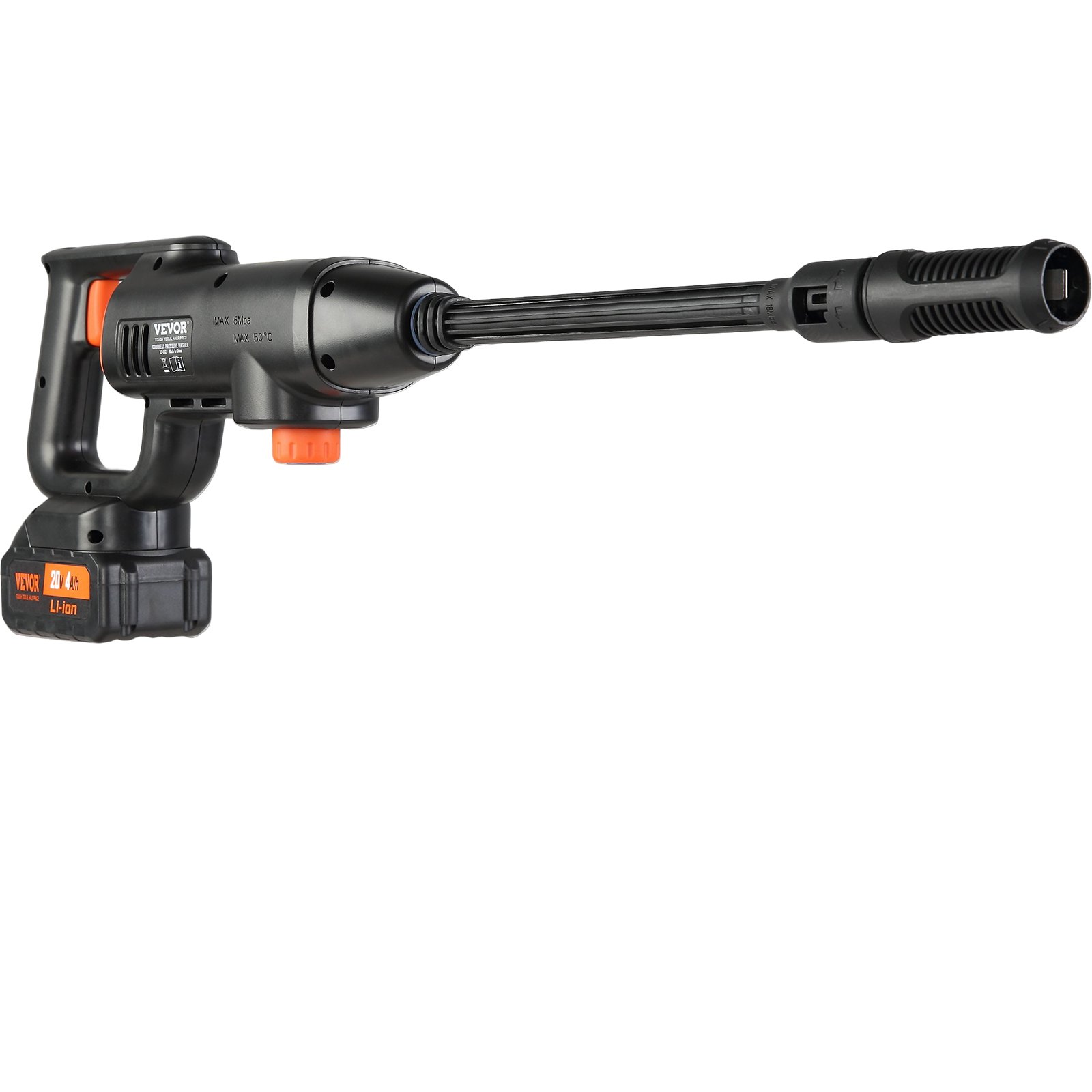 VEVOR Cordless Pressure Washer, 580-PSI 1.1 GPM Portable Power Cleaner, Handheld High-Pressure Car Washer Gun with 4.0Ah Battery, Charger, 6-in-1 Nozzle, for Home/Floor Cleaning & Watering