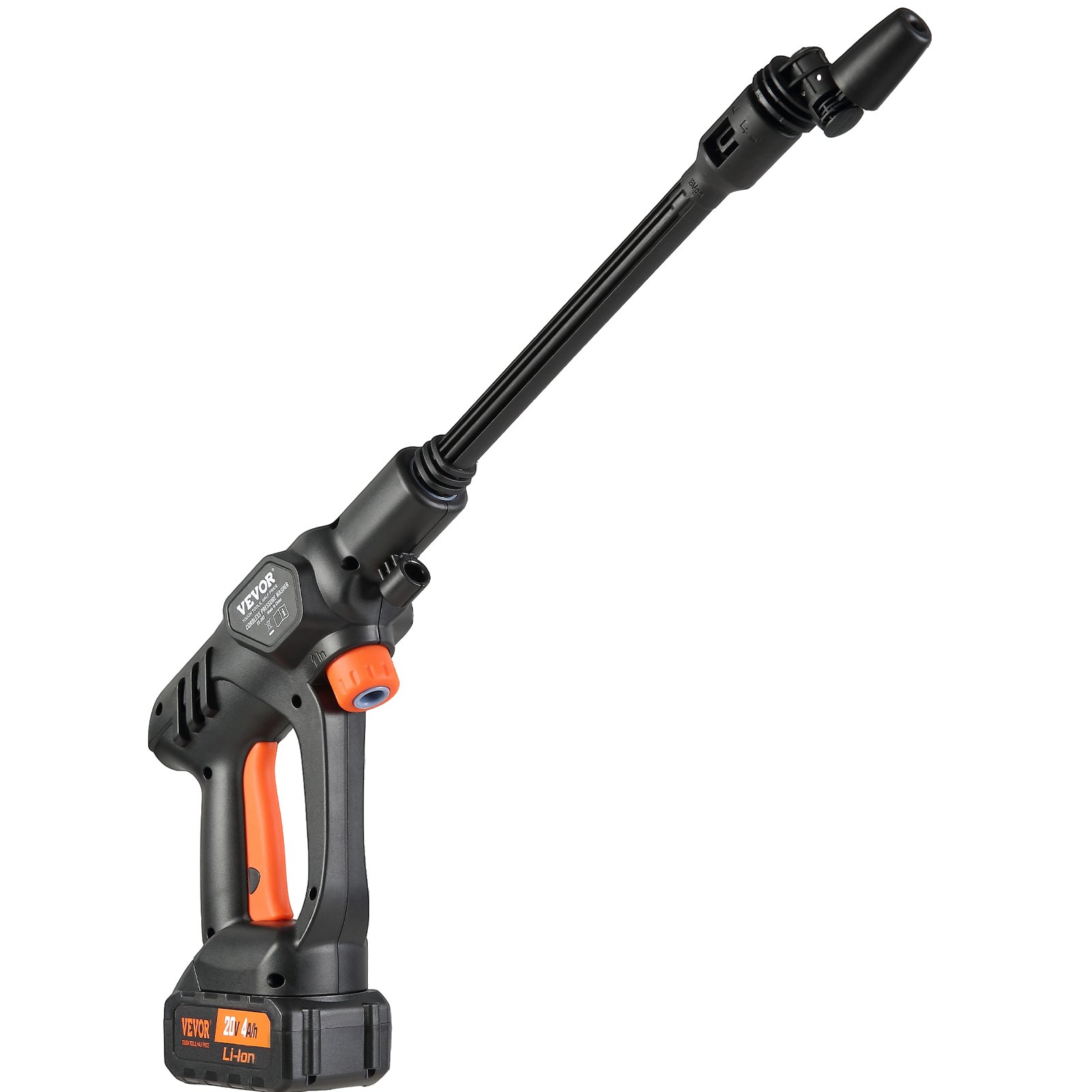 VEVOR Cordless Pressure Washer, 652-PSI 1.1 GPM Portable Power Cleaner, Handheld High-Pressure Car Washer Gun with 4.0Ah Battery, Charger, 6-in-1 Nozzle, for Home/Floor Cleaning & Watering