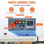 VEVOR bag sealing machine control panel with labeled power, heater, fan switches, and temperature controller.