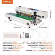 VEVOR Continuous Bag Band Sealing Machine Horizontal Band Sealer with Inflation