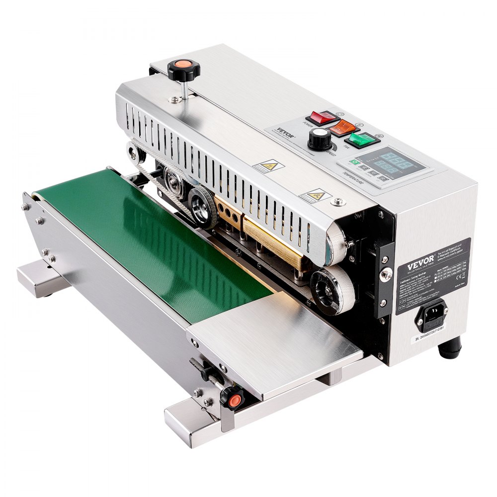VEVOR Continuous Bag Band Sealing Machine, 0.24-0.47 in/6-12 mm Seal Width, Horizontal Band Sealer Machine with Digital Temperature Control, Stainless Steel Bag Sealer for 0.02-0.8 mm Plastic Bag Film