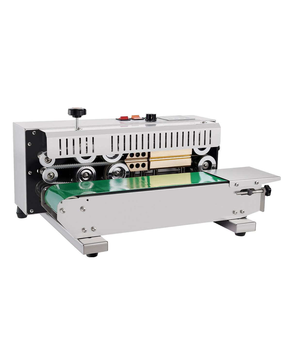 VEVOR Continuous Bag Band Sealing Machine, 6-12 mm Seal Width, Horizontal Band Sealer Machine with Digital Temperature Control, Stainless Steel Bag Sealer for 0.02-0.8 mm Plastic Bag Film Membrane