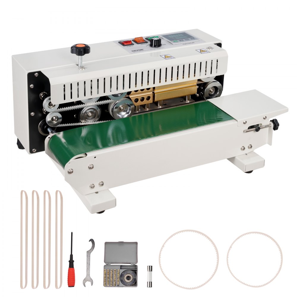 Mașină de etanșare cu bandă continuă VEVOR Sigilator cu bandă orizontală din oțel carbon