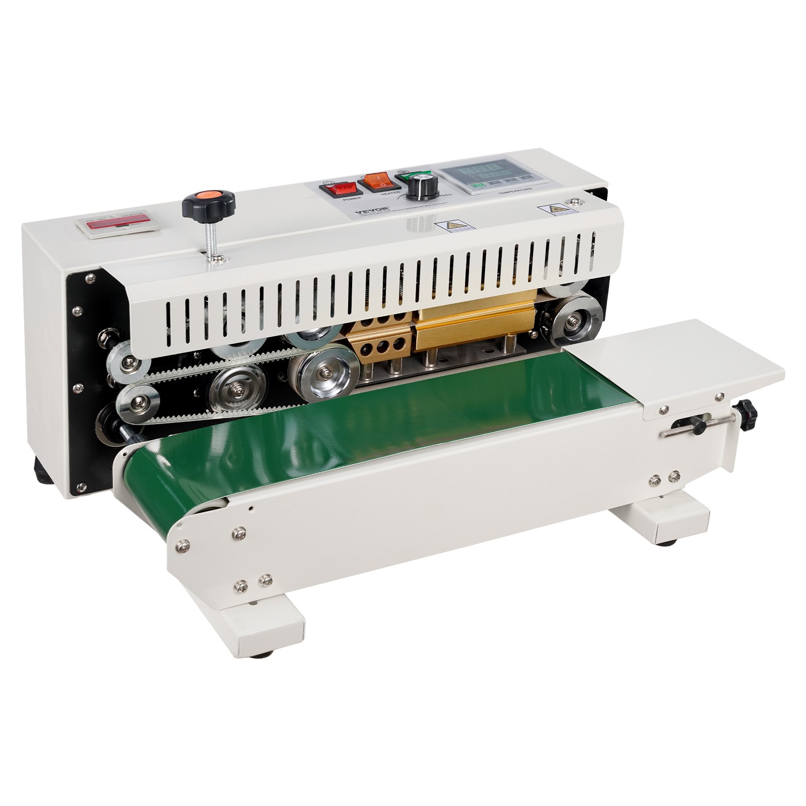 VEVOR Continuous Bag Band Sealing Machine, 6-12 mm Seal Width, Horizontal Band Sealer Machine with Digital Temperature Control, Bag Sealer for 0.02-0.8 mm Plastic Bags Membrane with Count Function