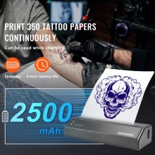 VEVOR Imprimante de pochoir de transfert de tatouage, machine d'imprimante de pochoir de tatouage sans fil Bluetooth avec 10 pièces de papier de transfert et sac en tissu, imprimante de tatouage portable pour téléphone Android et iOS, iPad et PC