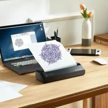 VEVOR Tattoo Stencil Printer, Wireless Bluetooth Tattoo Printer Transfer Stencil Machine with 10Pcs Transfer Paper, Compatible for iOS＆Android Phone, iPad＆PC (with Storage Bag)