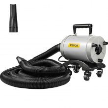 VEVOR Car Air Dryer Blower, 5.0HP Powered Temp High Velocity Car Dryer Air Blower 180 CFM 110V 5-20P (20A) Plug, with Casters & 20' Flexible Hose & 2 Air Jet Nozzles for Car Wash Water Drying Machine