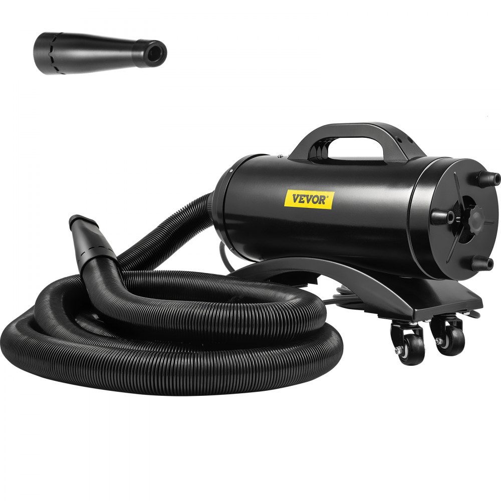 VEVOR Car Air Dryer Blower, 8.0HP Powered Temp High Velocity Car Dryer Air Blower 320 CFM 110V 5-20P (20A) plug, w/Casters & 33 Ft Flexible Hose & 2 Air Jet Nozzles for Car Wash Water Drying Machine