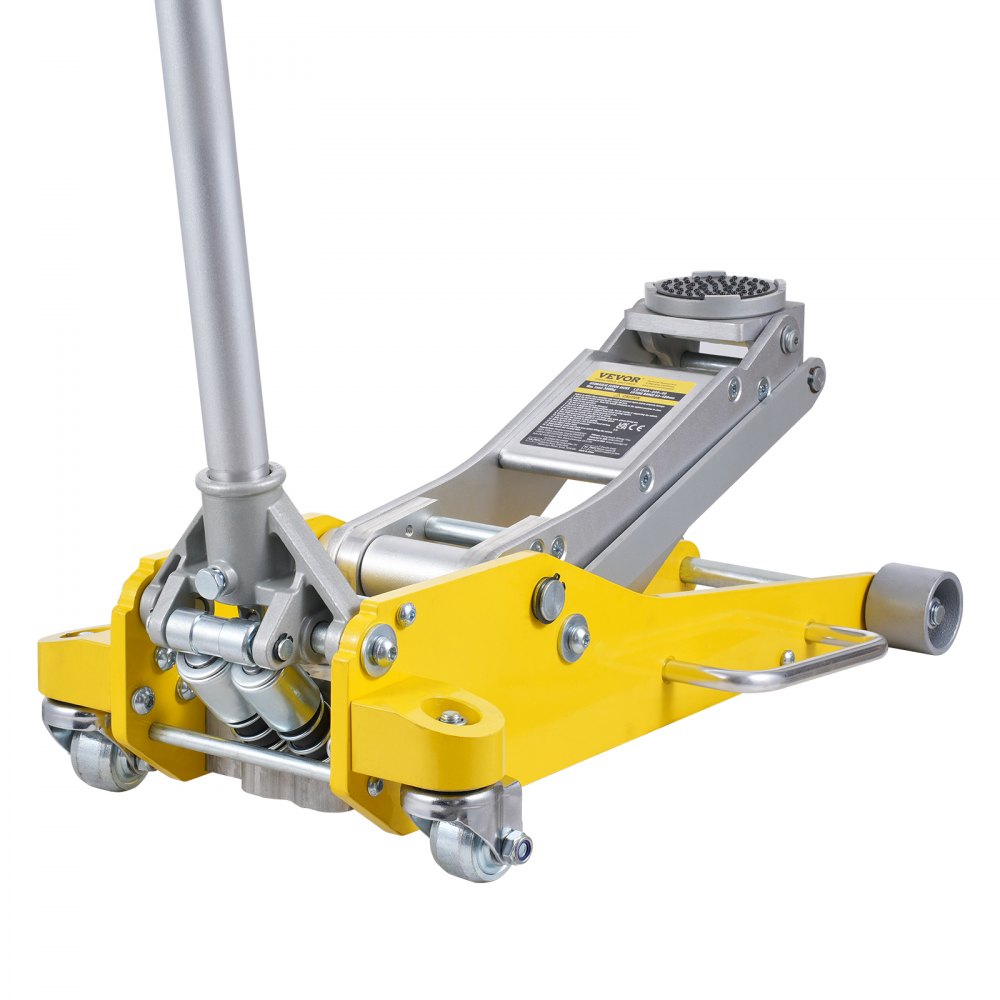 VEVOR Low Profile Floor Jack 3 Ton (6600 lbs), Heavy Duty Aluminum Hydraulic Racing Floor Jack, Hydraulic Car Jack, Dual Piston Quick Lift Pump, 3.7"-18.3" Height Lifting Range (Yellow)