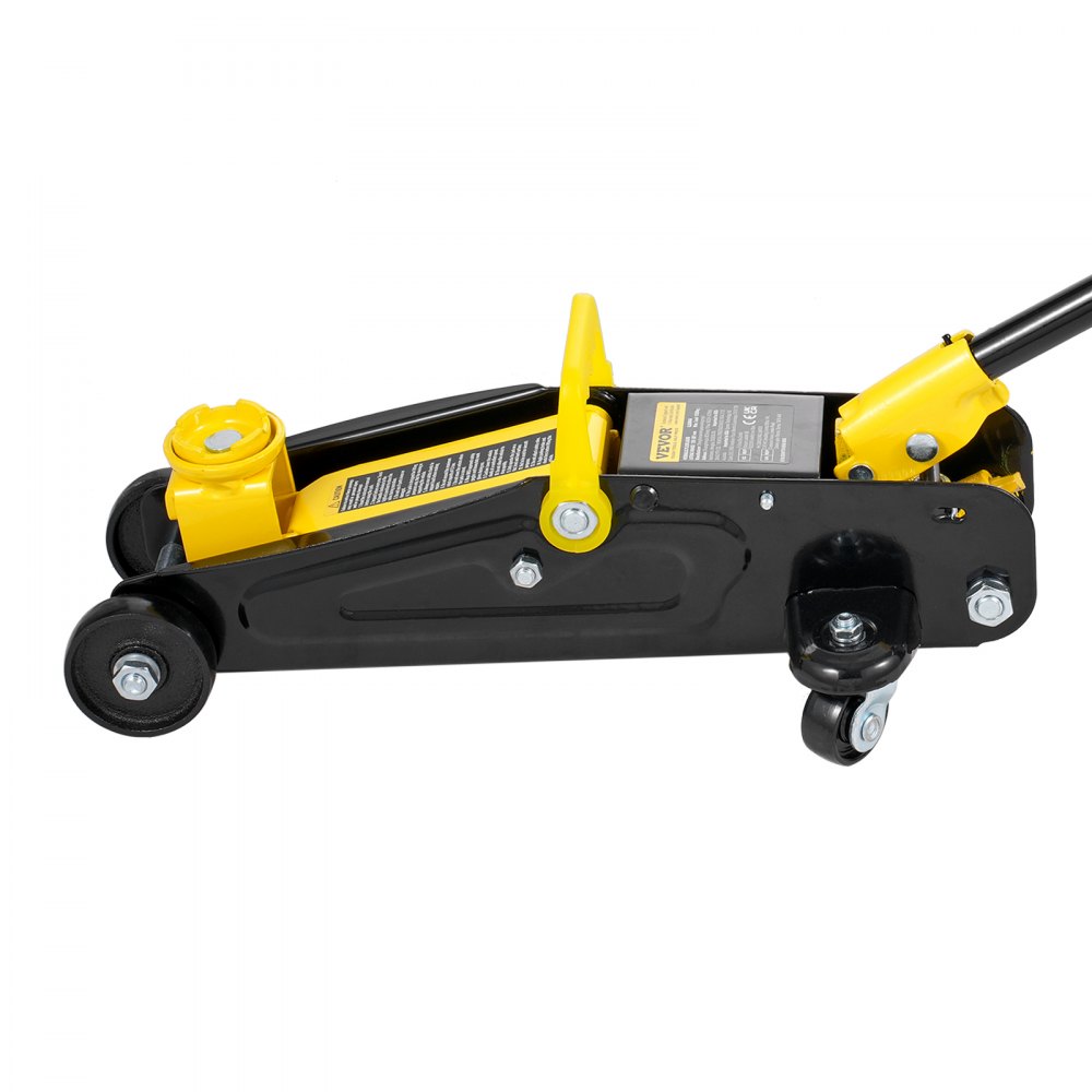 VEVOR Low Profile Floor Jack 1.5 Ton (3300 lbs), Heavy Duty Iron Hydraulic Racing Floor Jack, Hydraulic Car Jack, Single Piston Quick Lift Pump, 4.7"-12.1" Height Lifting Range (Yellow)