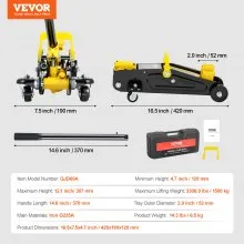VEVOR Low Profile Floor Jack 1.5 Ton Heavy Duty Single Piston Hydraulic Pump