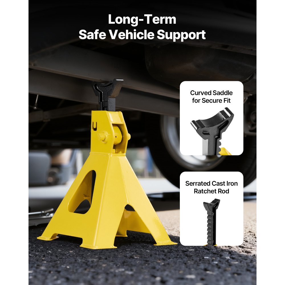 VEVOR Low Profile Floor Jack, 2 Ton (4400 lbs) Capacity, Steel Racing Floor Jack with Stands, Single Piston Quick Lift Pump, Hydraulic Trolley Car Lift for Compact SUVs, Lifting Range 5.1-12.2 Inches