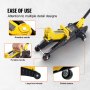 VEVOR Low Profile Floor Jack 2 Ton (4400 lbs), Heavy Duty Iron Hydraulic Racing Floor Jack, Hydraulic Car Jack with Jack Stands, Single Piston Quick Lift Pump, 4.6"-12.8" Height Lifting Range (Yellow)