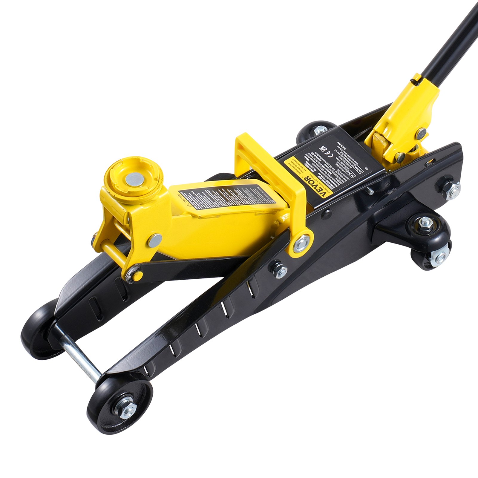 VEVOR Low Profile Floor Jack 2 Ton (4400 lbs), Heavy Duty Iron Hydraulic Racing Floor Jack, Hydraulic Car Jack with Jack Stands, Single Piston Quick Lift Pump, 4.6"-12.8" Height Lifting Range (Yellow)