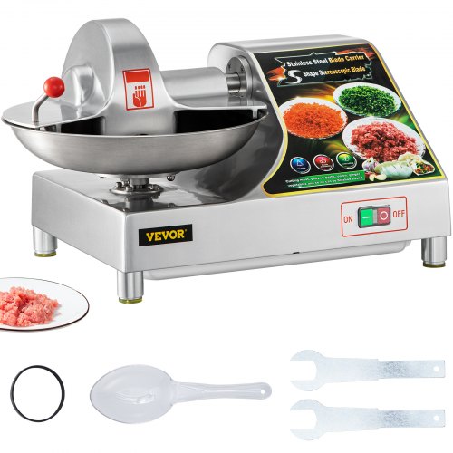 VEVOR 10L Commercial Meat Bowl Cutter Mixer, 400W Multifunctional Meat Blender and Grinder Electric, Heavy-duty Food Processor with Stainless Steel Bowl and Sharp Blades, Meat Chopper for Meat, Fruit, Vegetable, Nuts