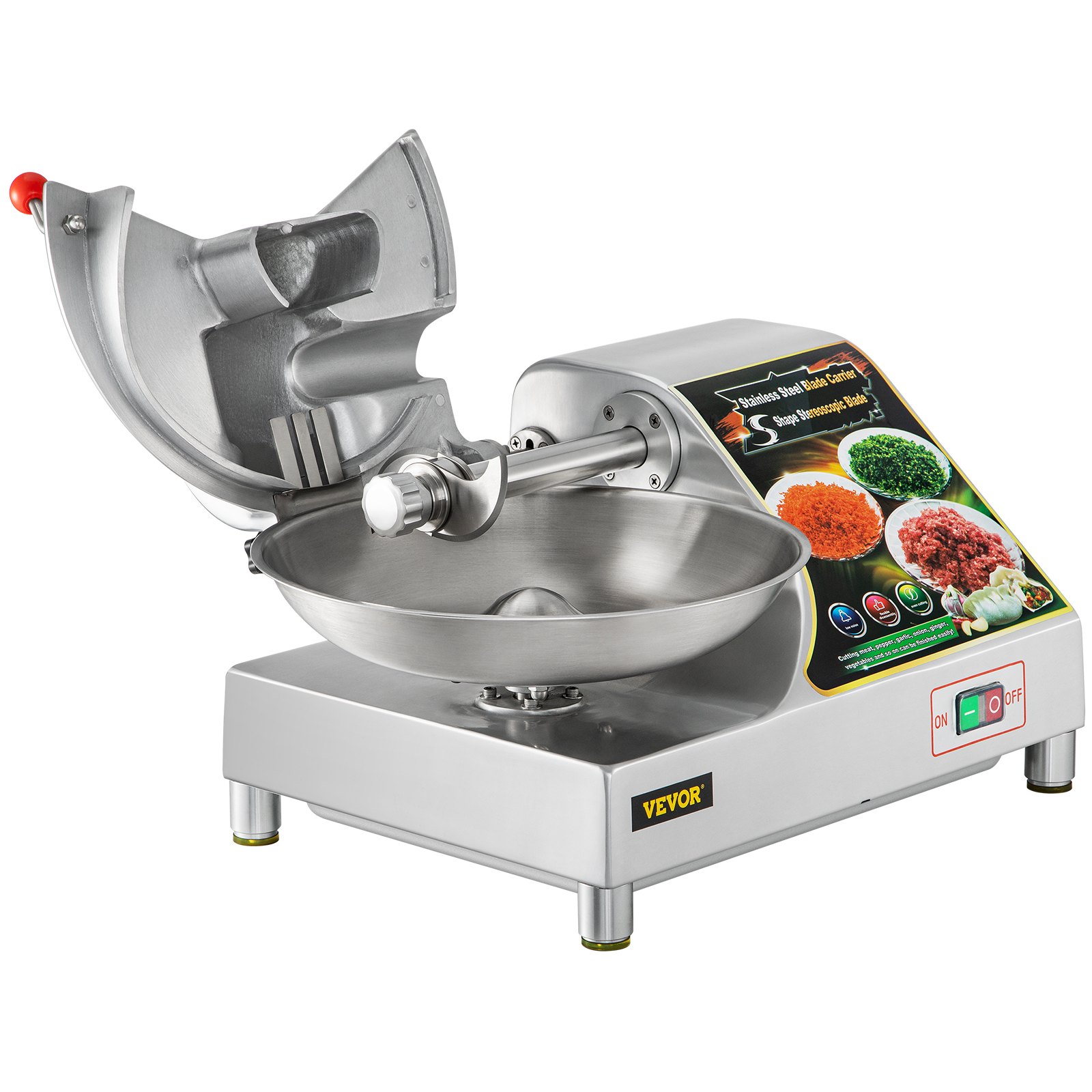 VEVOR Meat Blender and Grinder Electric, 400W Meat Chopper, Heavy-duty Food Processor with 10 L Stainless Steel Bowl and Sharp Blades, Multifunctional Food Chopper for Meat, Fruit, Vegetable, Nuts