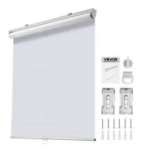 VEVOR Cordless Roller Shades, 34 x 72 in, Pull Down Blackout Blinds for Windows Room Darkening, Thermal Insulated, Easy to Install, Blackout Roller Shades for Bedroom, Bathroom, Home, Office, White