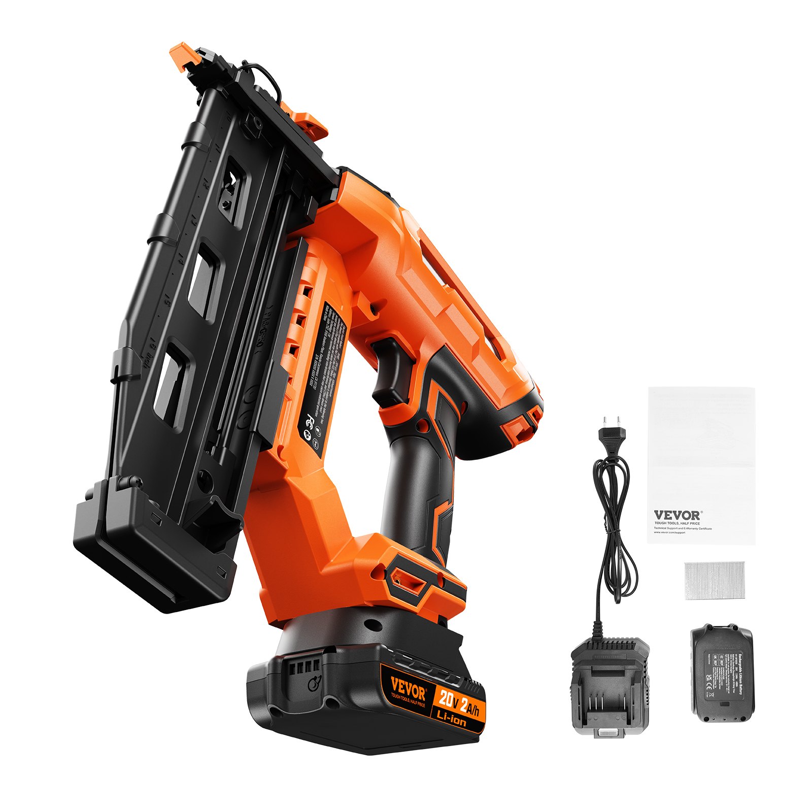 VEVOR Cordless Finish Nailer 20V Cordless Brad Nailer Kit 16Ga Nails Battery