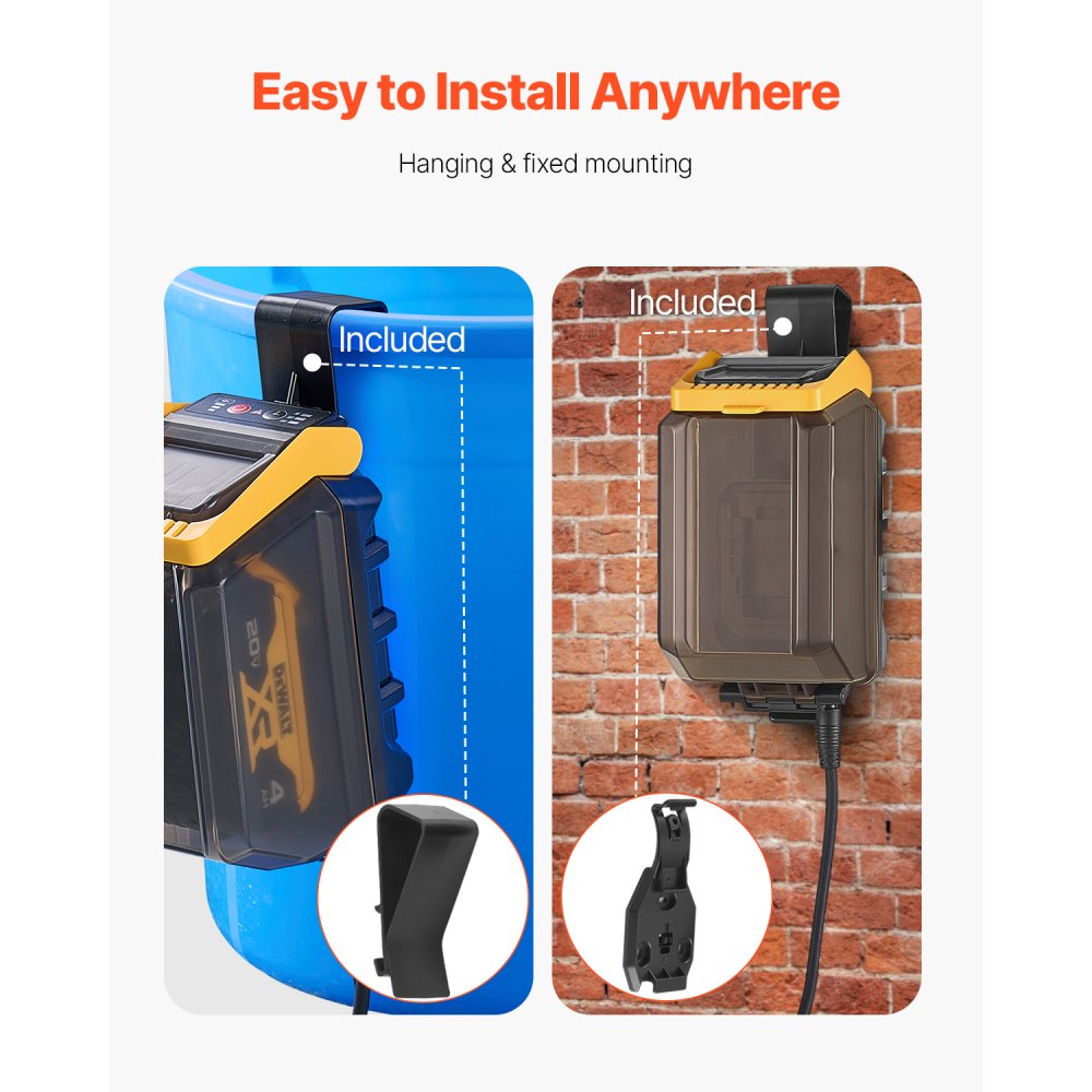 VEVOR Cordless Submersible Water Transfer Pump, 2000 L/H, Portable Sump Pump with G3/4" Garden Hose, 3 Adjustable Timing Settings, Electric Utility Pump for Pool, Garden, Pond (Battery Not Included)